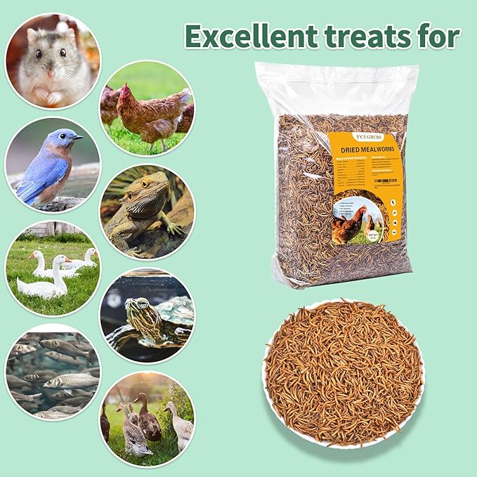 Dried Mealworms 5LB-High Protein Chicken Feed,More Protein,No Additives,Premium Organic Non-GMO,Rich in Protein Meal Worms for Chickens,Wild Birds,Laying Hens,Turkeys-Nutrient-Rich Mealworms
