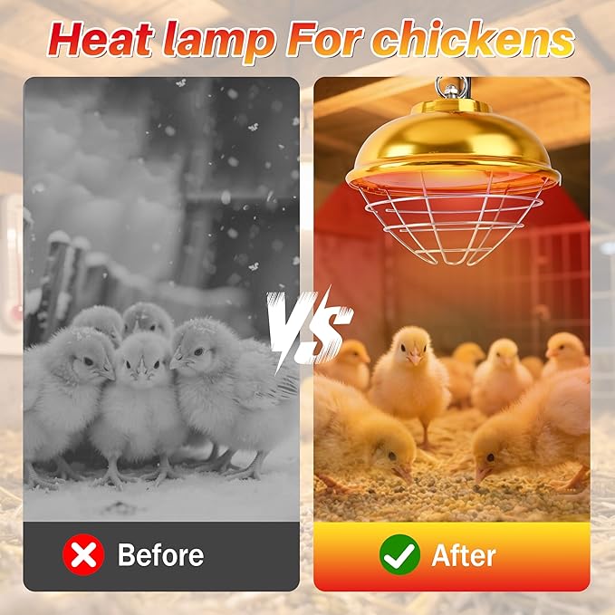 Nirvix 250W Heat Lamp for Chicks, Infrared Heat Lamp Bulb for Chickens, Brooder Heater, Adjustable Temp & Hanging Height Chicken Coop Heater, for Chicks, Reptile, Ducks, Poultry