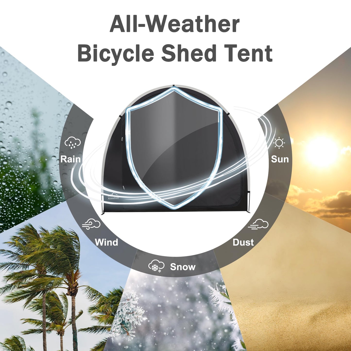 Azaeahom Bike Storage Shed Tent, Waterproof Outdoor Storage Shed for Bicycle, Easy Setup, Portable Storage Tent for Motorcycle,Garden Tools,Lawn Mower