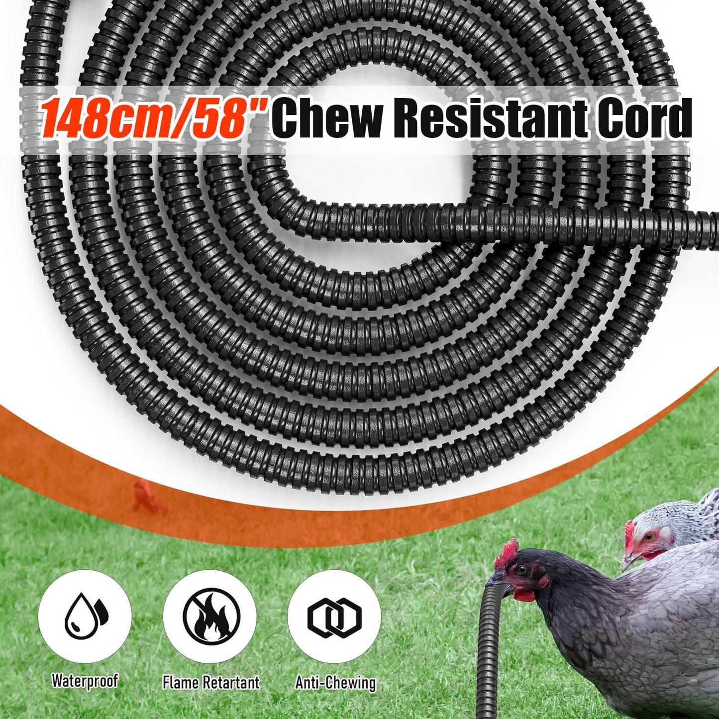 Chicken Water Heater for Winter,14" Heating Base for Metal/Plastic Chicken Waterer Poultry Founts Under 5 Gallon,48W Thermostat Chicken Coop Water Heater
