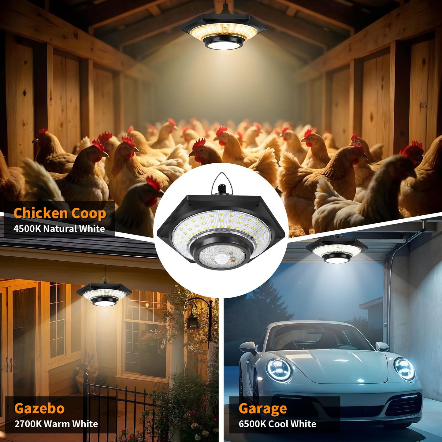 ROSTIUTE Solar Shed Light, 288 LED 1000LM Solar Pendant Light Indoor Outdoor, Solar Lights 5 Modes Motion Sensor with Remote Control for Chicken Coop Barn Patio Gazebo Garage
