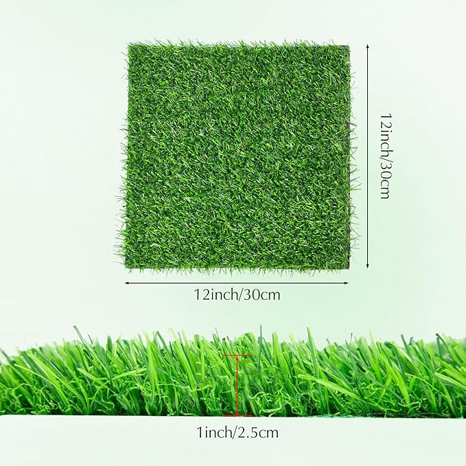 Owfeel 6 Pack Chicken Nesting Pads, 12x12 Washable Artificial Grass Mat for Chicken Coop, Reusable Pet Garden Turf with Rubber Backing, Indoor Outdoor Egg Protection (30x30cm)