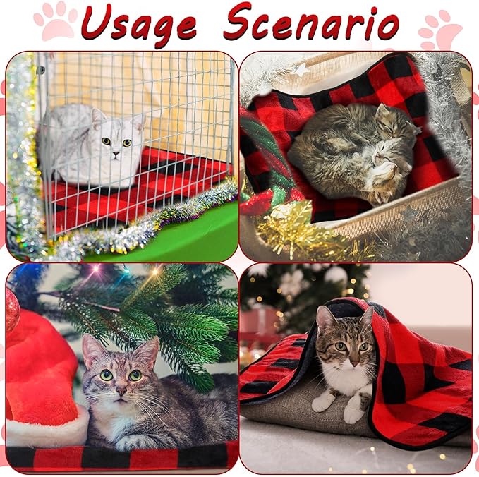 Reginary 4 Pcs Waterproof Guinea Pig Blankets Washable Small Animal Fleece Bedding Absorbent Guinea Pig Cage Liners Reusable Pet Pee Pad Sleep Mat for Hamster Ferret (Red Plaid,24 x 16 Inch)