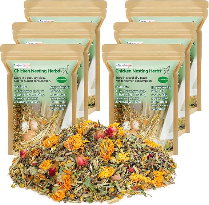 21 Oz Chicken Nesting Herbs - Natural Nesting Box Feed Herbs in 6 Dried Flower & Herbs for Freshening Bedding Chicken Coop Create Comfortable Environment