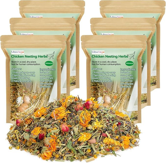 21 Oz Chicken Nesting Herbs - Natural Nesting Box Feed Herbs in 6 Dried Flower & Herbs for Freshening Bedding Chicken Coop Create Comfortable Environment