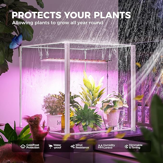 Barrina Indoor Greenhouse with Grow Light, with 40W Seed Starting LED Indoor Plant Light, Portable Mini Greenhouse with Timer for Seed Starter Tray, Seedling, Sprouting, Microgreens, 23x23x23IN