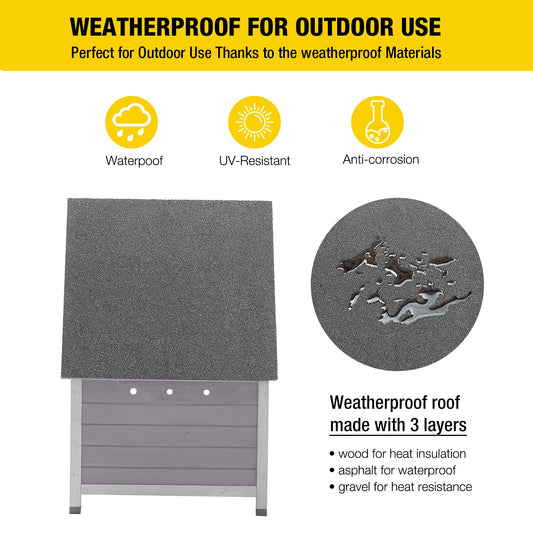 Aivituvin Cat House Waterproof Feral Kitty Shelter Outdoor Indoor Rabbit Hutch for Bunnies,Cats,Dogs and Other Small Animals,Asphalt Roof
