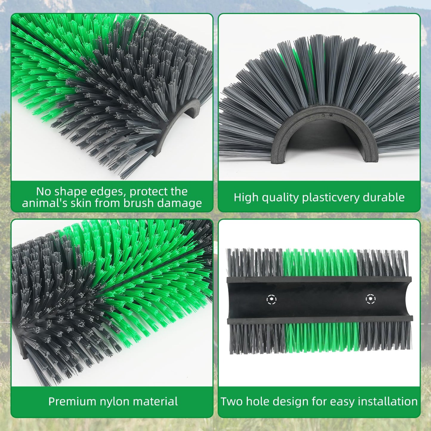 Widen Livestock Scratching Brush Horse Scratcher Full Massage Grooming Brush Animal Back Itch Relief With 16 Screws for Goat，Cattle, Sheep, Horses, Pigs (Green)