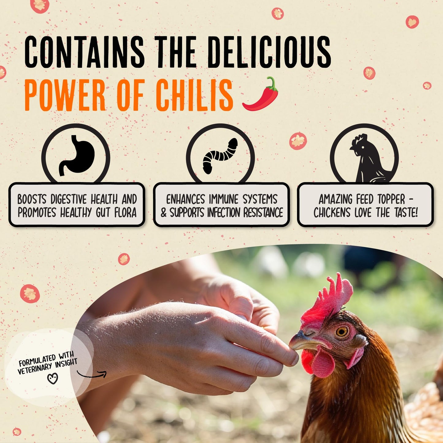 Roosty's Naturals Chicken De-Wormer Powder - Chili Mix | 1LB Pouch | All-Natural Formula | US-Made Chicken Wormer, Poultry De-Wormer