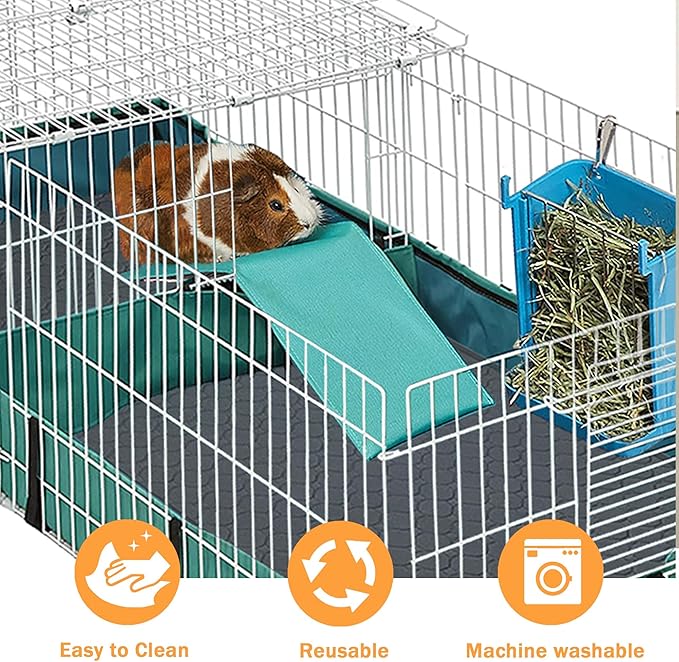 Guinea Pig Cage Liners, 14x14in 5Pack Washable Guinea Pig Fleece Bedding for Midwest, C&C Cage, Reusable & Anti Slip & Waterproof, Absorbent Guinea Pig Pee Pad for Small Animal, Rabbit, Bunny