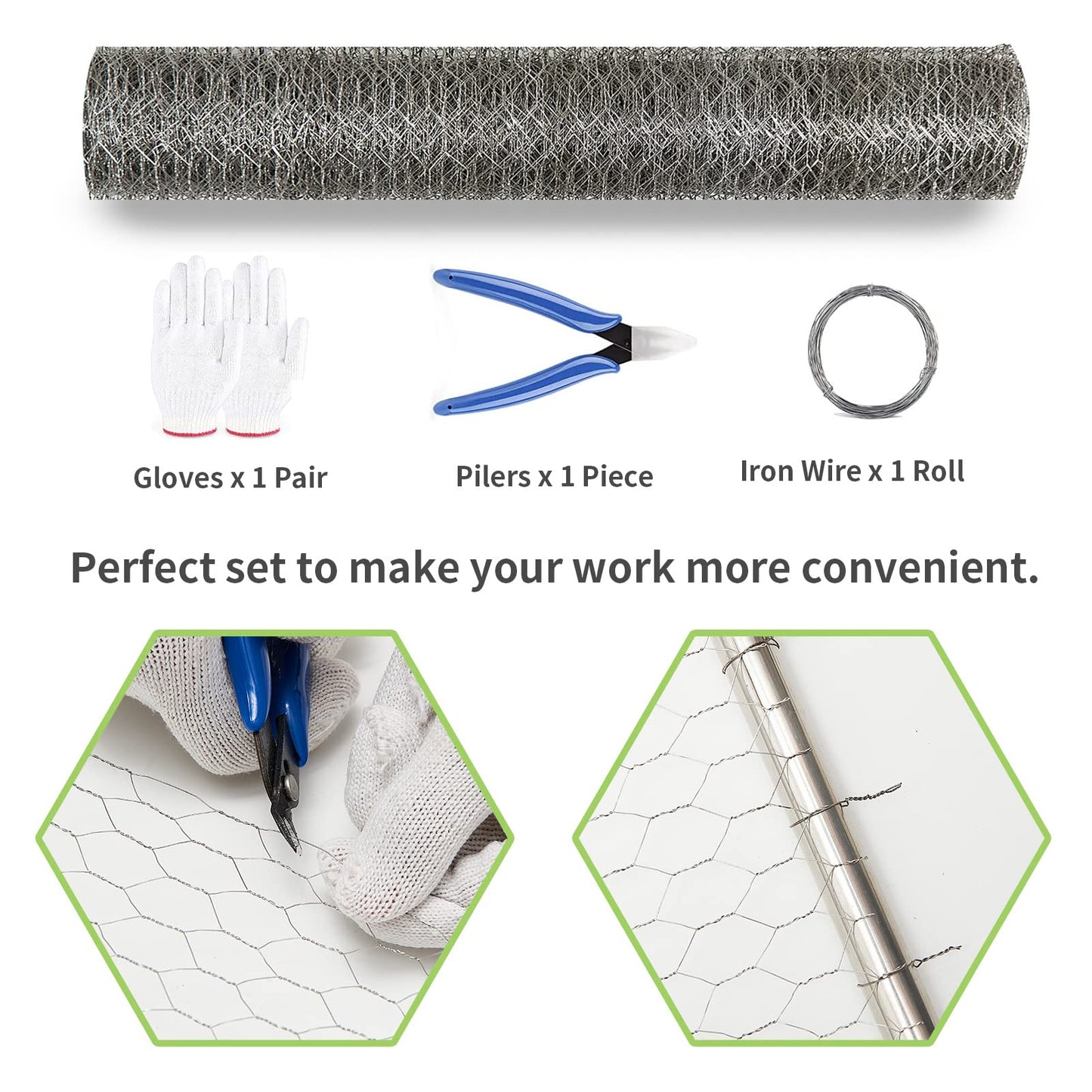MIVERYEA Chicken Wire Fencing 16.9 Inch x 32.8 Ft, Metal Chicken Wire Fencing Mesh for Crafts, 0.6 Inch Hexagonal Galvanized Netting for Poultry Rabbit Coop