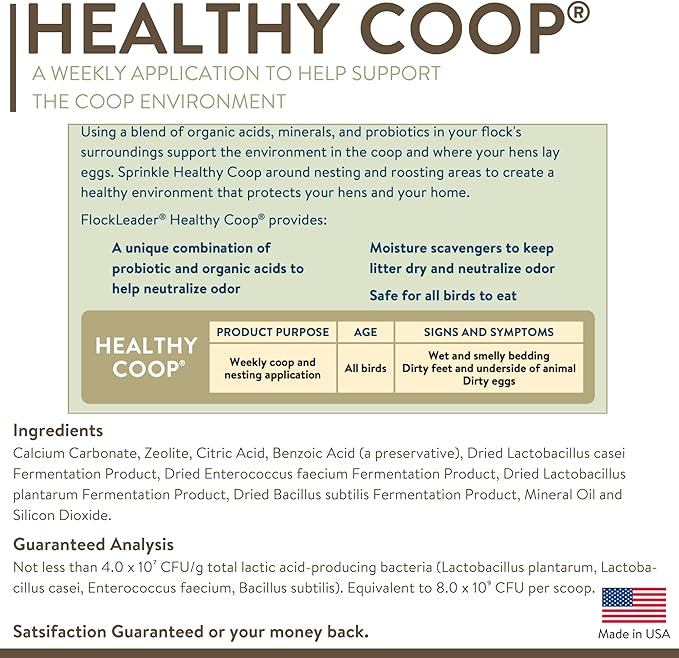 Healthy Coop, Litter Additive for Chicken Coop with Probiotic & Acidifier, Reduces Odor, Wetness & Bacteria, 12lbs (Pack of 2)