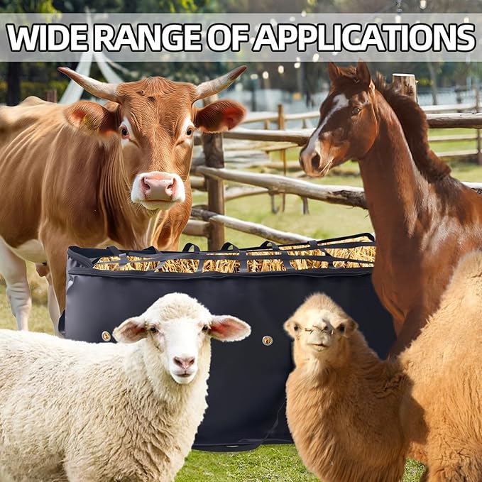 Hay Bags for Horses, 44x18x22inch Extra Large Premium Oxford Heavy Hay Bale,Separated Design Slow Feed Hay Bag Feed Design for Horses, Goats, Sheep, Donkeys, Barn and Stable