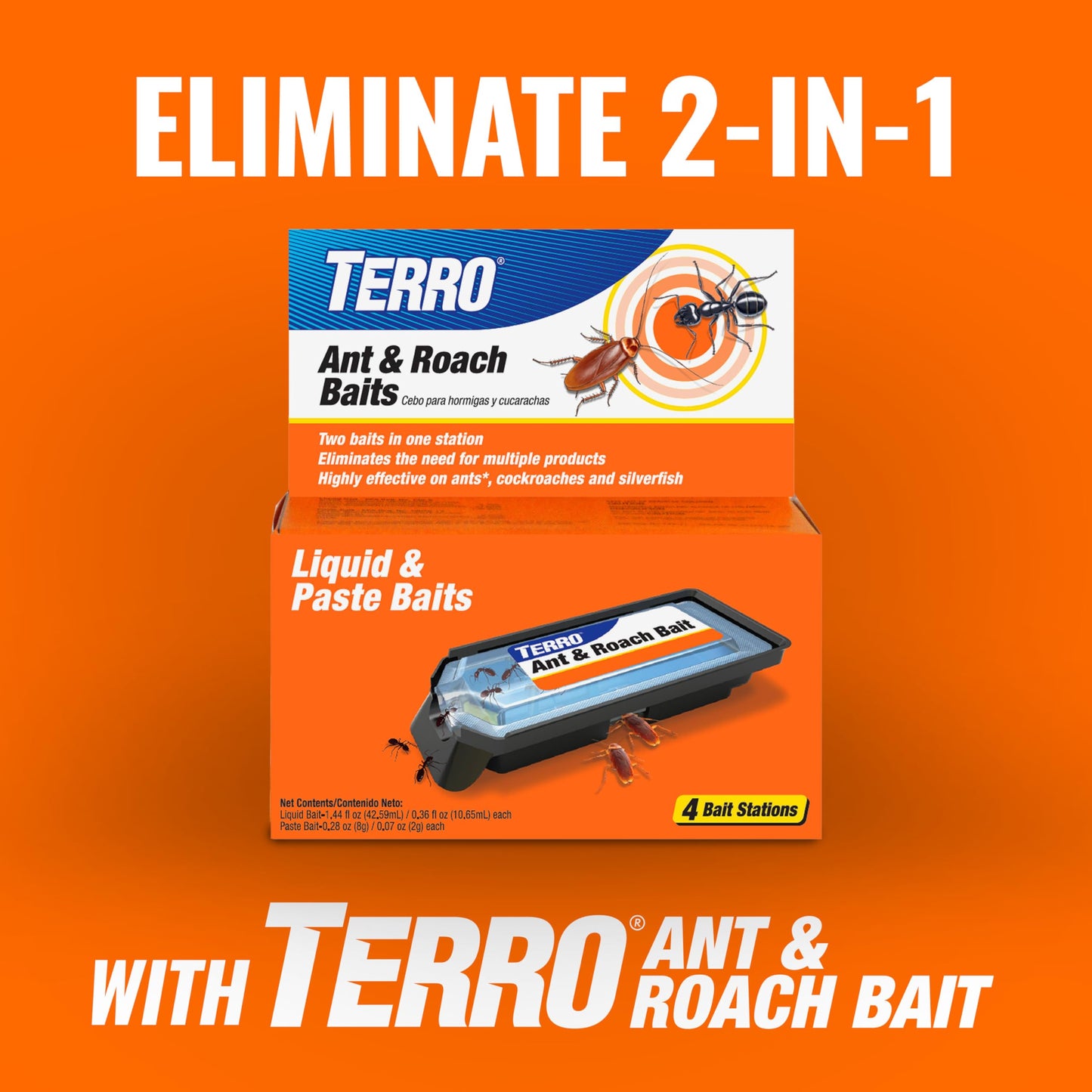 Terro T502 Ready-to-Use Indoor Cockroach Gel Bait Killer - Kills German, American, Oriental Roaches, 3 oz