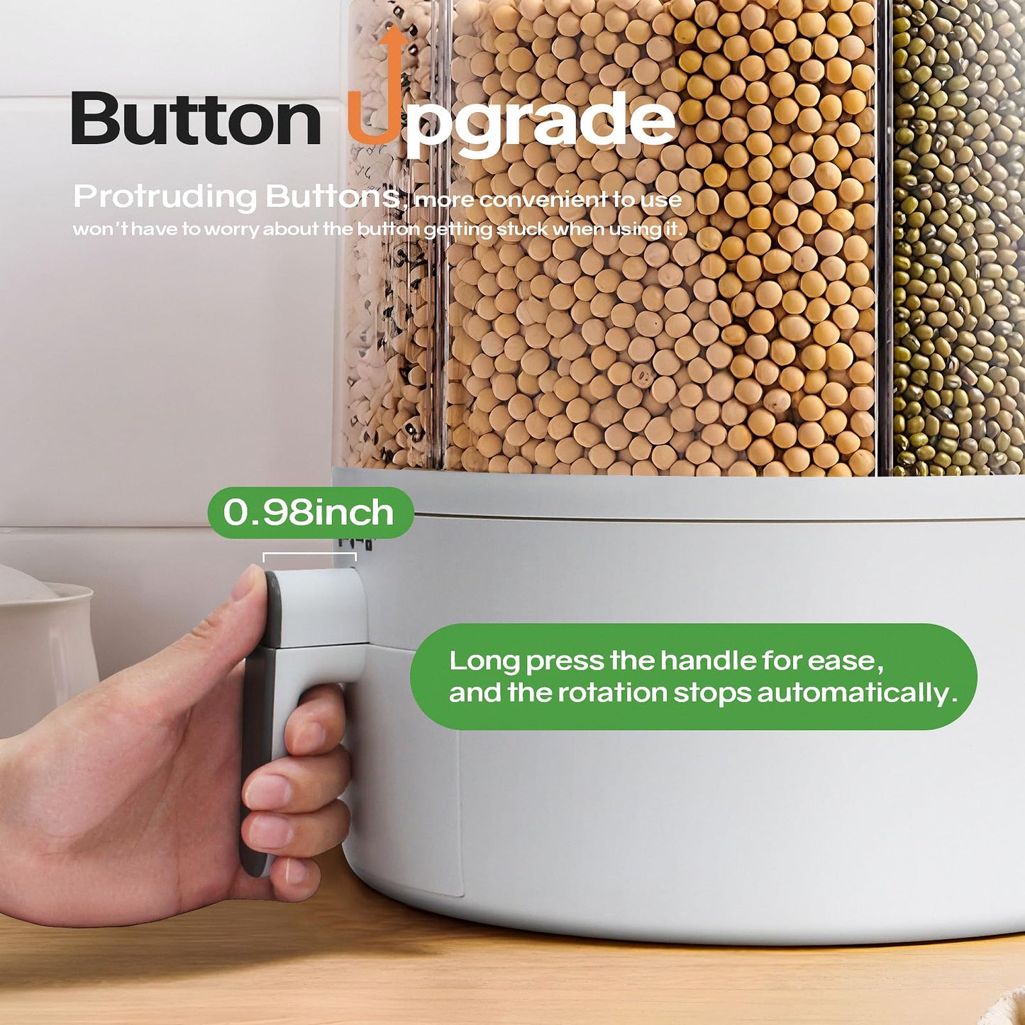 Slow Slog 16lb Grain Dispenser 6 Grid Grain Container, 360° Rotating Dry Food Dispenser, Airtight Storage, Upgrade 6 Compartment Rotating Grain Dispenser Storage Container