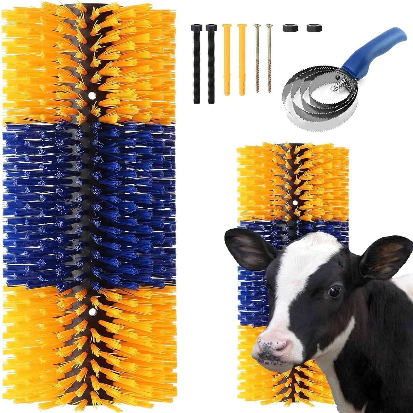 Livestock Brushes For Scratching - Cow, Horse, Goat Brushes - Animal Back Scratching Brush (Yellow Blue, 1PC)