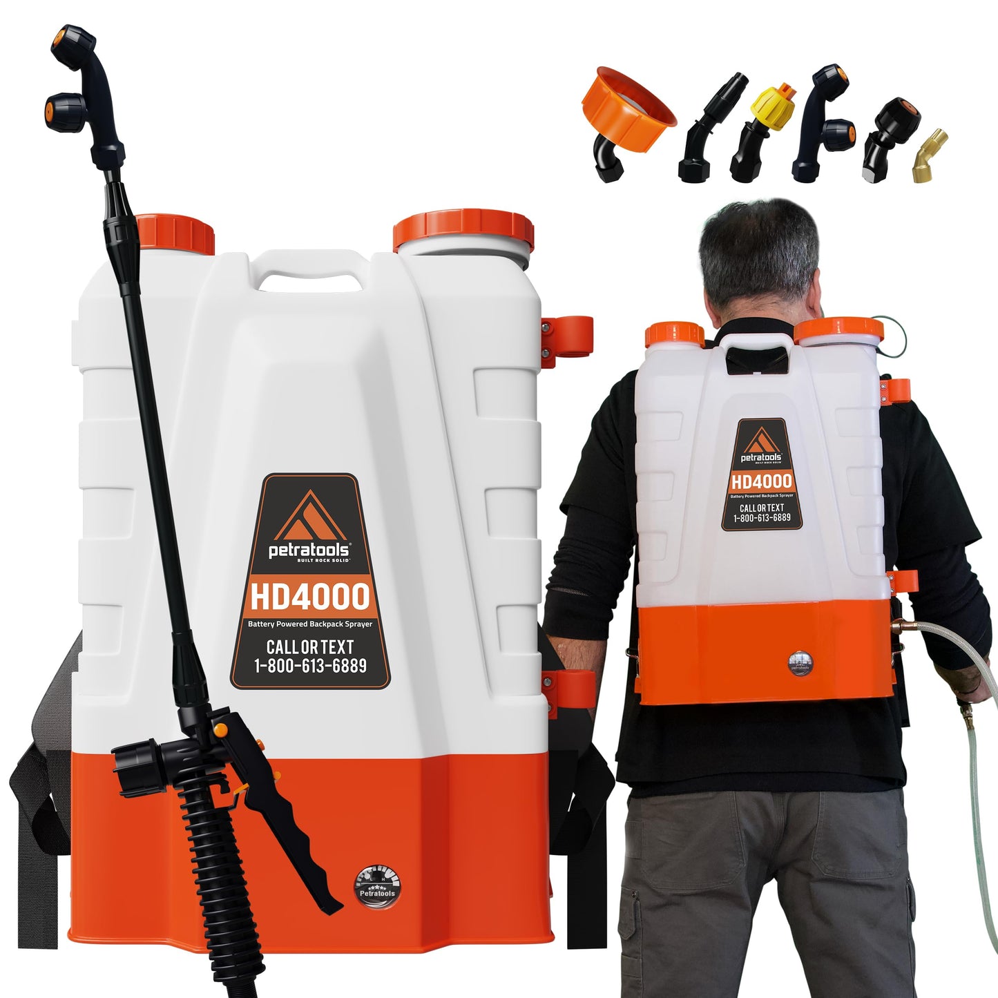 PetraTools Lawn Care Bundle, Battery-Powered Backpack Sprayer and Liquid Nitrogen Fertilizer
