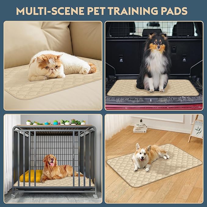 Washable Guinea Pig Cage Liner - 4 Pack Reusable Washable Pee Pads，Waterproof Guinea Pig Bedding for Small Animal - Rabbit Bunny Hamster Puppy (Cream, 12" X 12" - 4 Pack)