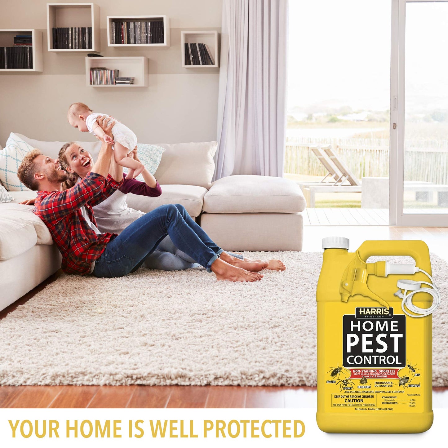 Harris Home Insect Killer, Liquid Gallon Spray with Odorless and Non Staining Residual Formula - Kills Ants, Roaches, Spiders, Kudzu Bugs, Stink Bugs, Fleas, Mosquitos, Scorpions, Flies and Silverfish