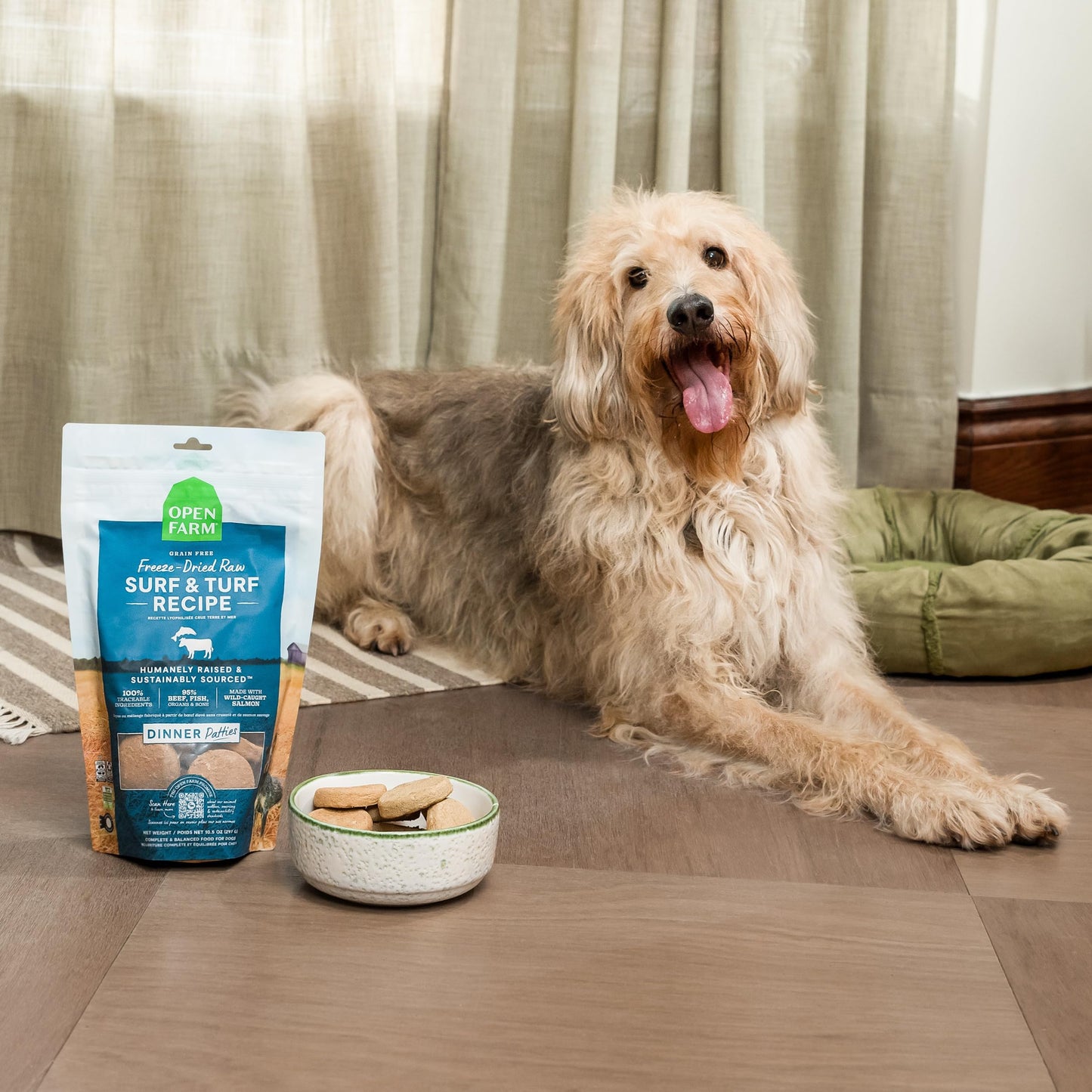 Open Farm, Freeze Dried Raw Dog Food, Patties with 95% Meat, Organs & Bone, Complete Meal or Freeze Dried Dog Food Mixer, Turkey Recipe, 17.5oz Bag
