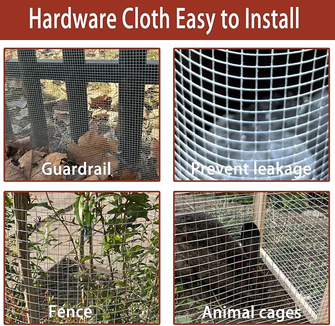 Galvanized Hardware Cloth 1/4" 23 Gauge - 24" x 35ft Welded Wire Mesh (Hot-Dip Galvanized After Welding) - Heavy Duty Chicken Wire for Garden Fencing, Vegetable Protection, Animal Cages, DIY Projects
