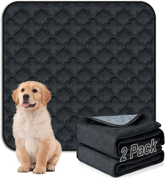 Washable Puppy Pads - 2 Pack Reusable, Waterproof Training Pads, Guinea Pig Cage Liner with Non-Slip Backing (Dark Grey, 31" X 36")