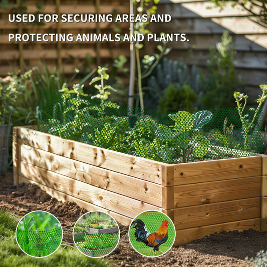 ANHAN Green Chicken Wire Mesh Fence Roll 15.7in x 16.4ft,Plastic Garden mesh Sheet Plant Barrier Netting Temporary Fencing for Poultry Netting Fence Dogs, Rabbit, Animal Floral Net Protection