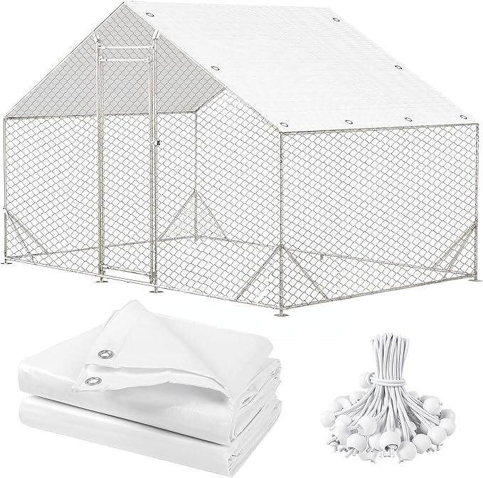 Chicken Coop Cover,11.48 * 6.23 FT Cover for Chicken Run Large Metal Chicken Coop Pen
