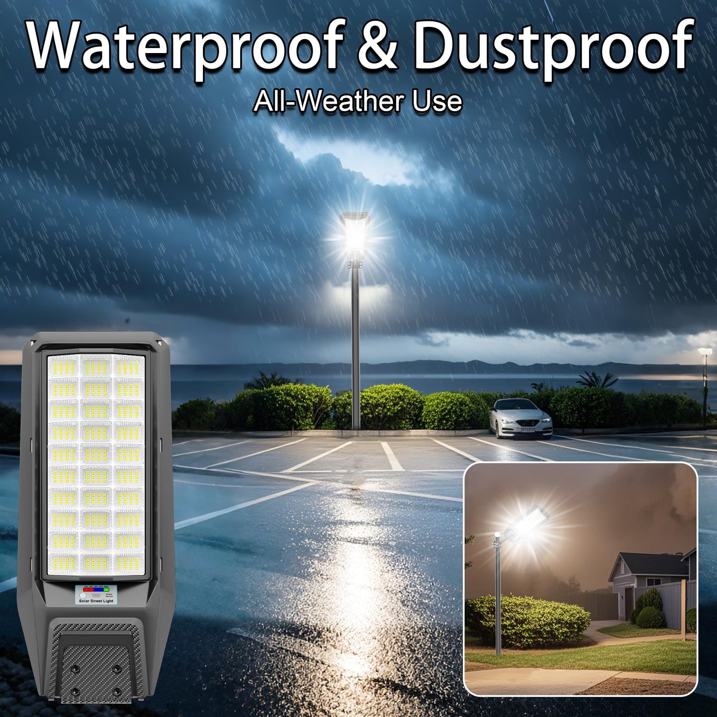 loyoele 3-Pack 9000W Solar Flood Lights Outdoor, Wide Angle 4800000LM Commercial Parking Lot Light Solar Street Light Outdoor Security IP66 Lamp for Basketball Court, Road, Garden