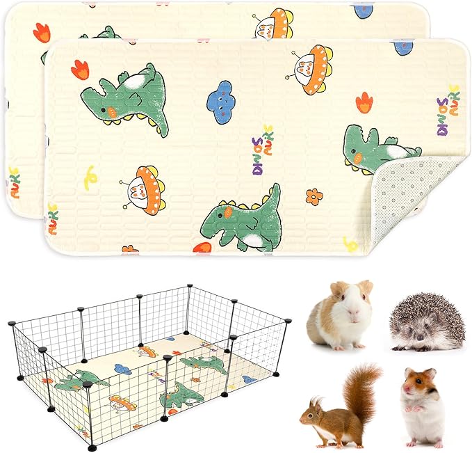 UPINS 2-Piece Guinea Pig Pee Pads, 47 X24 Inches Guinea Pig Cage Liner Reusable Guinea Pig Mat for Small Animals Hamster Rabbit Squirrel