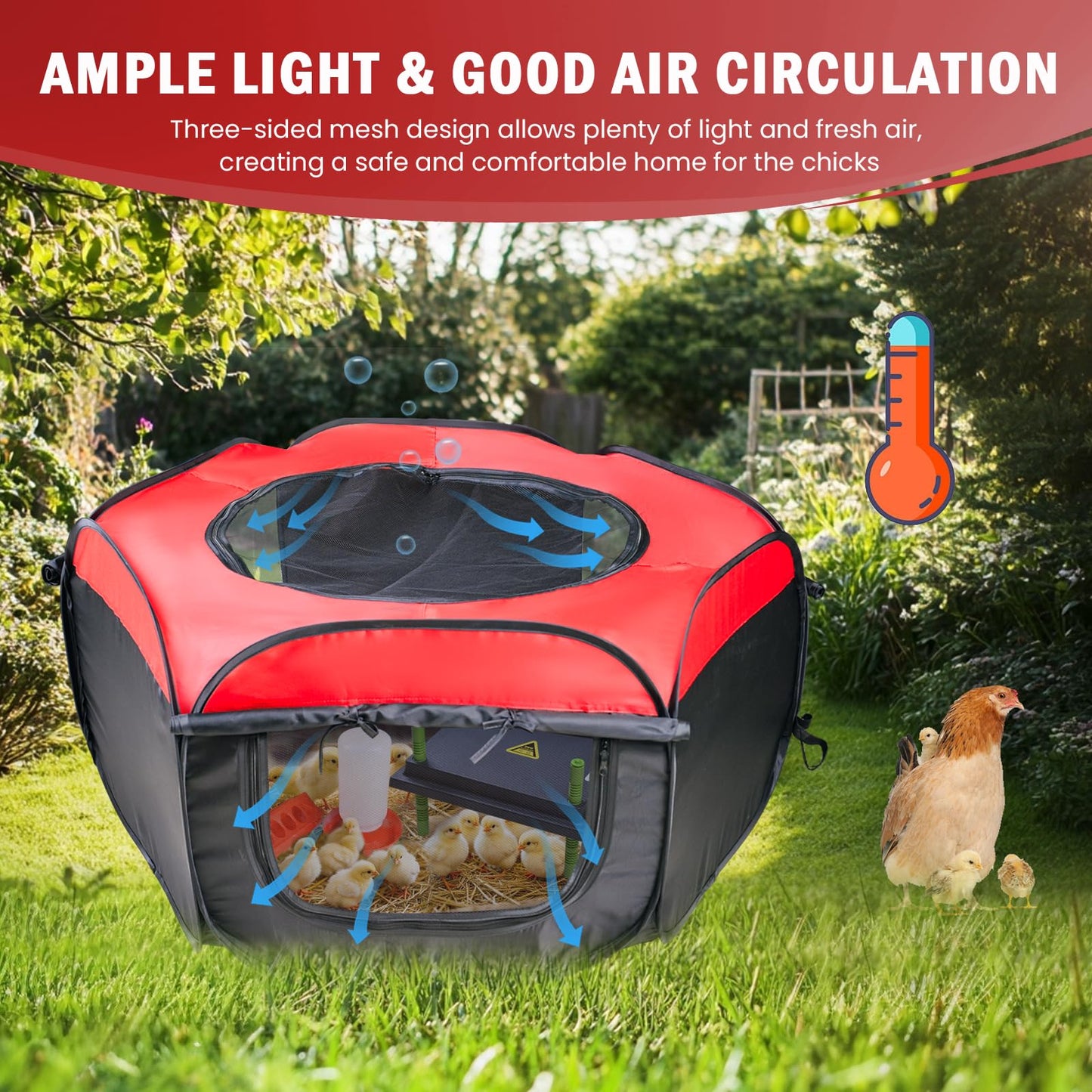 Tetuga Chicken Brooder Box for Chick Starter Kit - 10 * 12inch Brooder Heating Plate Chick Brooder Pen/Baby Chicken Brooder Box 4-in-1 Bundles with Chicken Feeder, Waterer (Brooder Set)