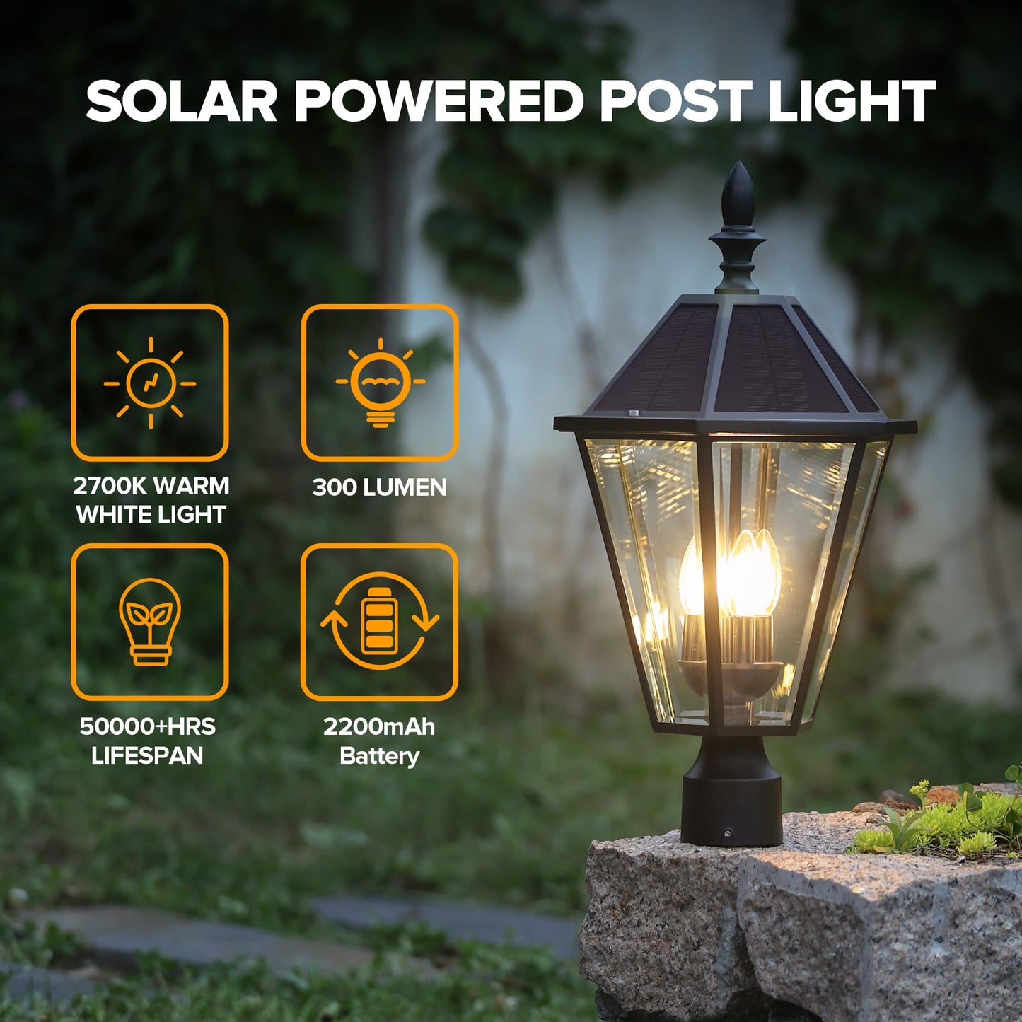 LUTEC Outdoor Solar Lamp Post Light with Pier Mount Base, Dusk to Dawn Waterproof Pole Light Head, Exterior Black Solar Powered Fence Post Light Fixtures for Outside