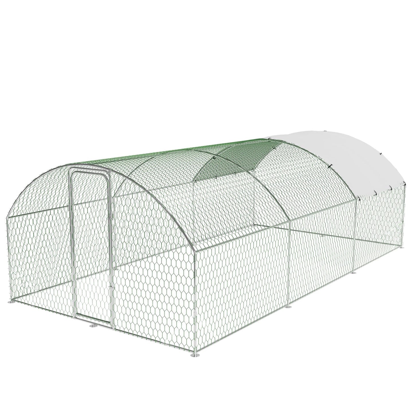 Large Chicken Coop Metal Chicken Run for 30 Chickens, Chickens Poultry Cage with Water Poof & UV Resistance Cover,Lockable Doors for Outdoor Backyard,9.8'Wx19.7'Lx6.6'H