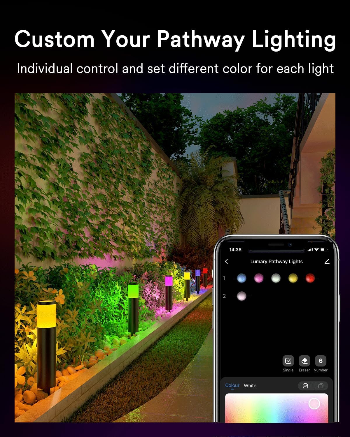 Lumary Wireless WiFi Moisture/Temperature Soil Meter 6 Pack Smart Pathway Lights