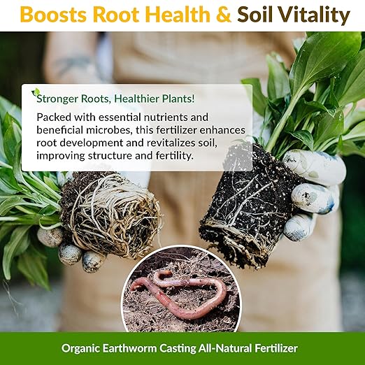 Old Potters Organic Earthworm Casting All-Natural Fertilizer for Indoor and Outdoor Planting, Enhances Root and Overall Health, Revitalizes Soil with Health Microbes, 25 lbs