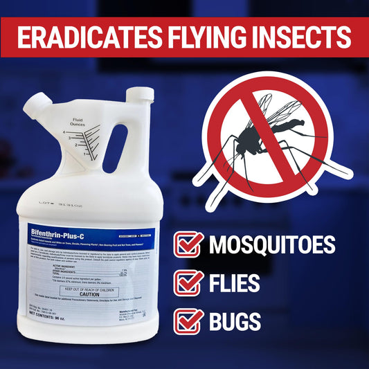 Bifenthrin-Plus-C Insecticide (96 oz) - Roach Killer Indoor Infestation, Termite Treatment, Ant Control & Wasp Spray - Home Pest Control, Residential, Commercial, and Industrial Use
