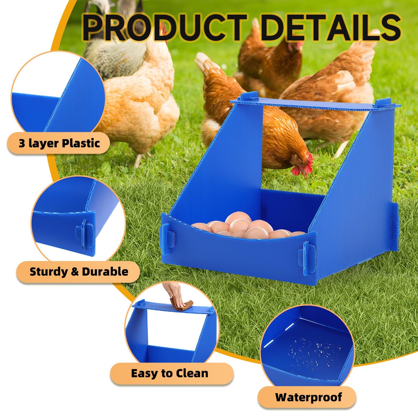 Felmis Chicken Nesting Box,Chicken Nesting Boxes for Laying Eggs, Big Duty Laying Nest Box for Hens, Duck and Poultry, 4 Pack