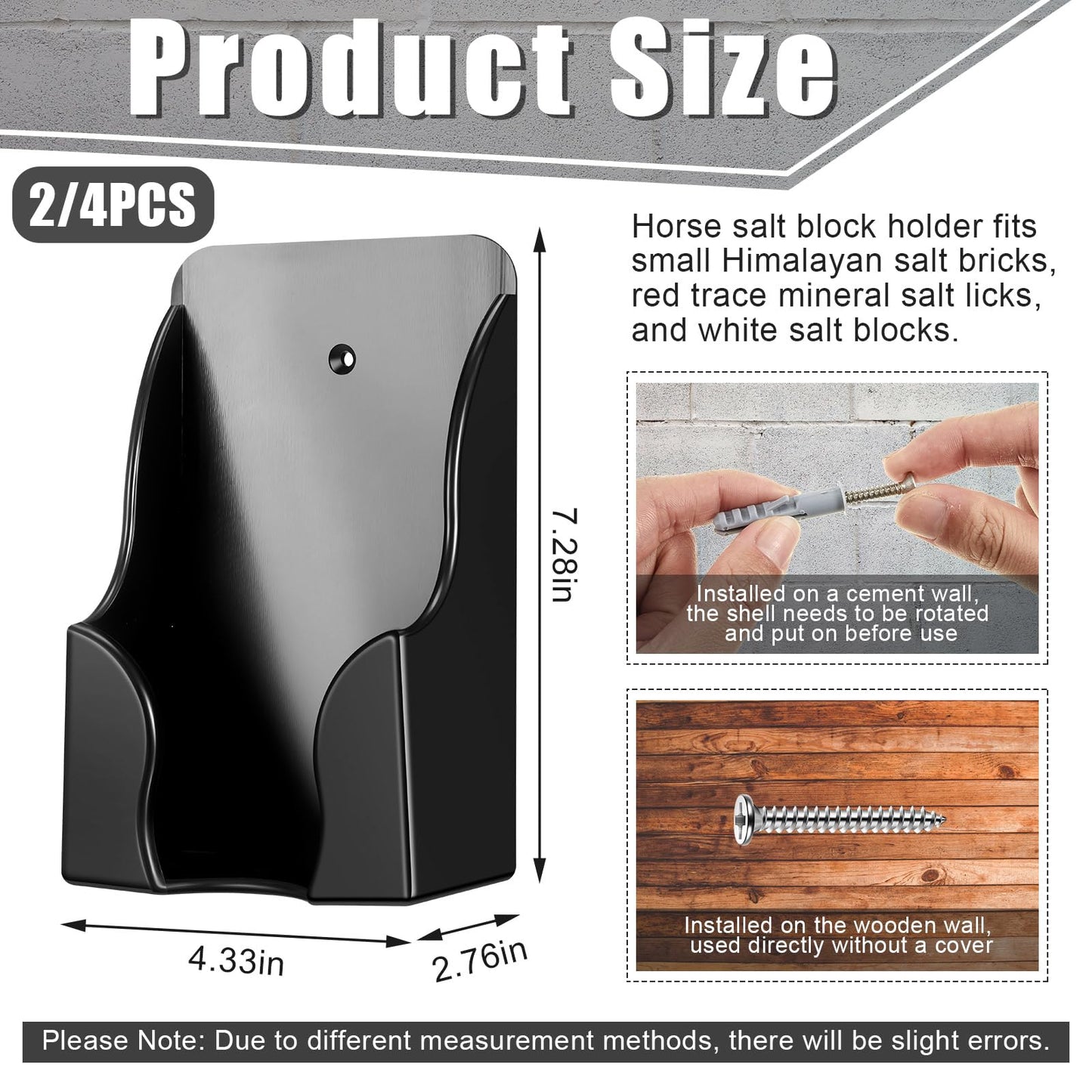 Yousoontic 2 Pcs 4lb Mineral Salt Block Holder Small Plastic Lick Salt Block Stand Horse Feeding Supplies for Whitetail Deer Goat Horses Stall Wall Derby Day Horse Race, Black, 4.33 x 2.76 x 7.4 in