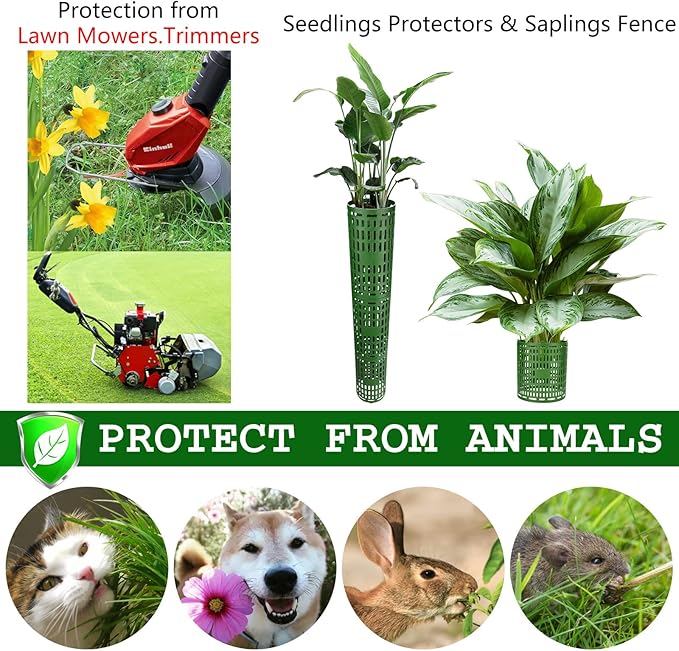 YGAOHF Tree Trunk Protector - 15 Pack Plant and Tree Guard Protector, Expandable Tree Bark Protector, Great Protection from Trimmers, Mowers, Animals (Green)