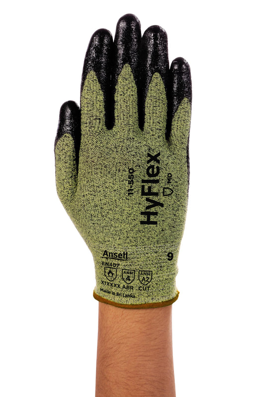 Ansell HyFlex 11-550 VP Mechanical Protection Gloves - L, Green and Black (Case of 144)