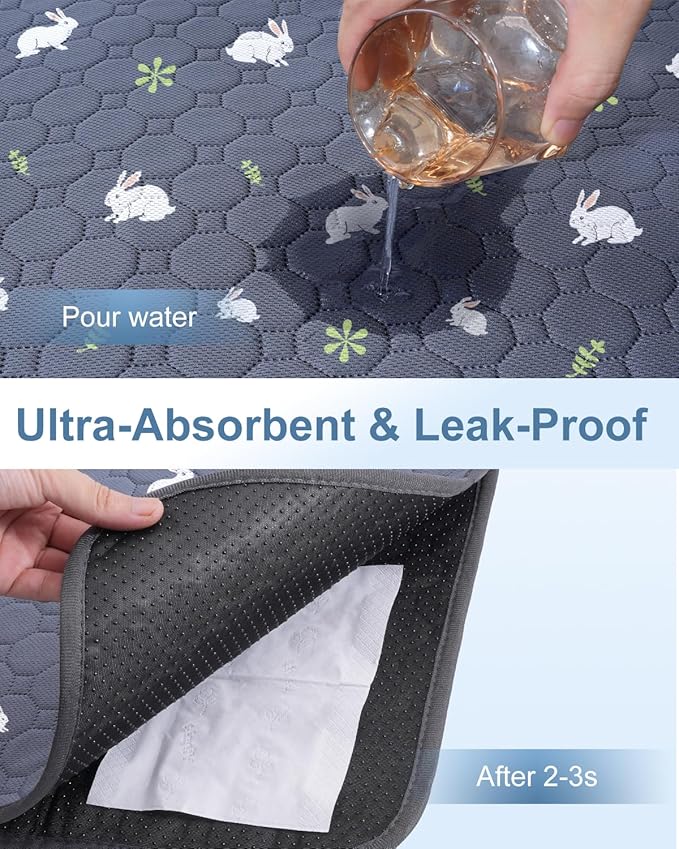 4 Pack 24 x 18 Inch Guinea Pig Cage Absorbent Liner Reusable Waterproof Super Absorbent Guinea Pig Urine Pad Non-Slip Mat for Small Animals Rabbit Hamster Rat. Washable Guinea Pig Bedding