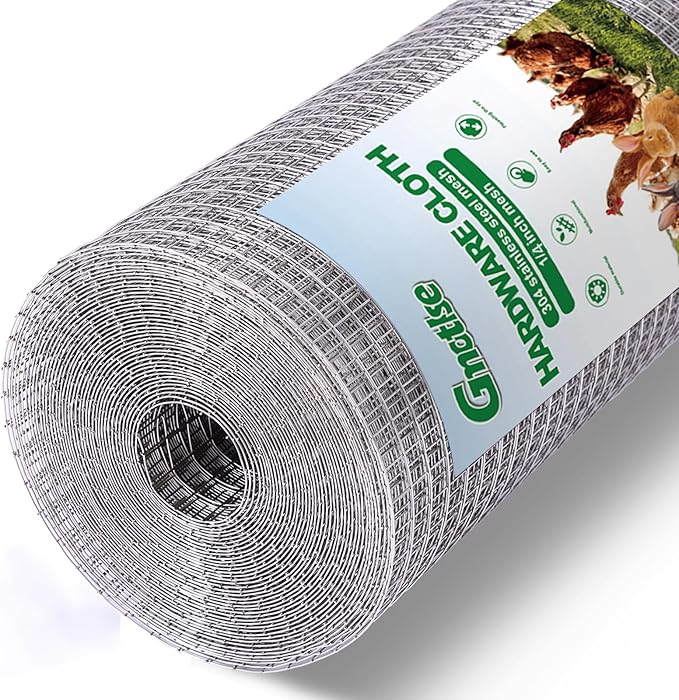 Hardware Cloth 1/4 inch 23 Gauge Large Size 304 Stainless Steel mesh Chicken Wire Welded Fencing Wire Mesh Roll Garden Fence 24in×49ft