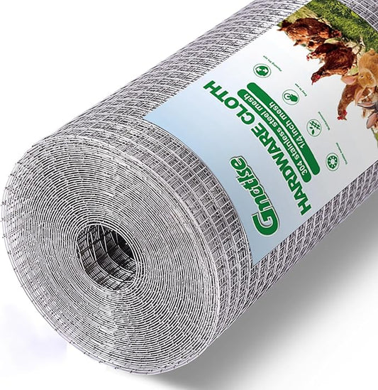 Hardware Cloth 1/4 inch 23 Gauge Large Size 304 Stainless Steel mesh Chicken Wire Welded Fencing Wire Mesh Roll Garden Fence 24in×49ft