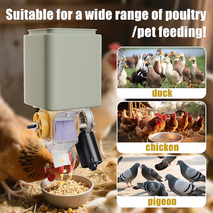 Automatic Chicken Feeder，16 Groups Timed Feeder，Automatic Poultry Feeder for Chickens, Ducks, Geese, Pigeons, Dogs, Fish, Cat