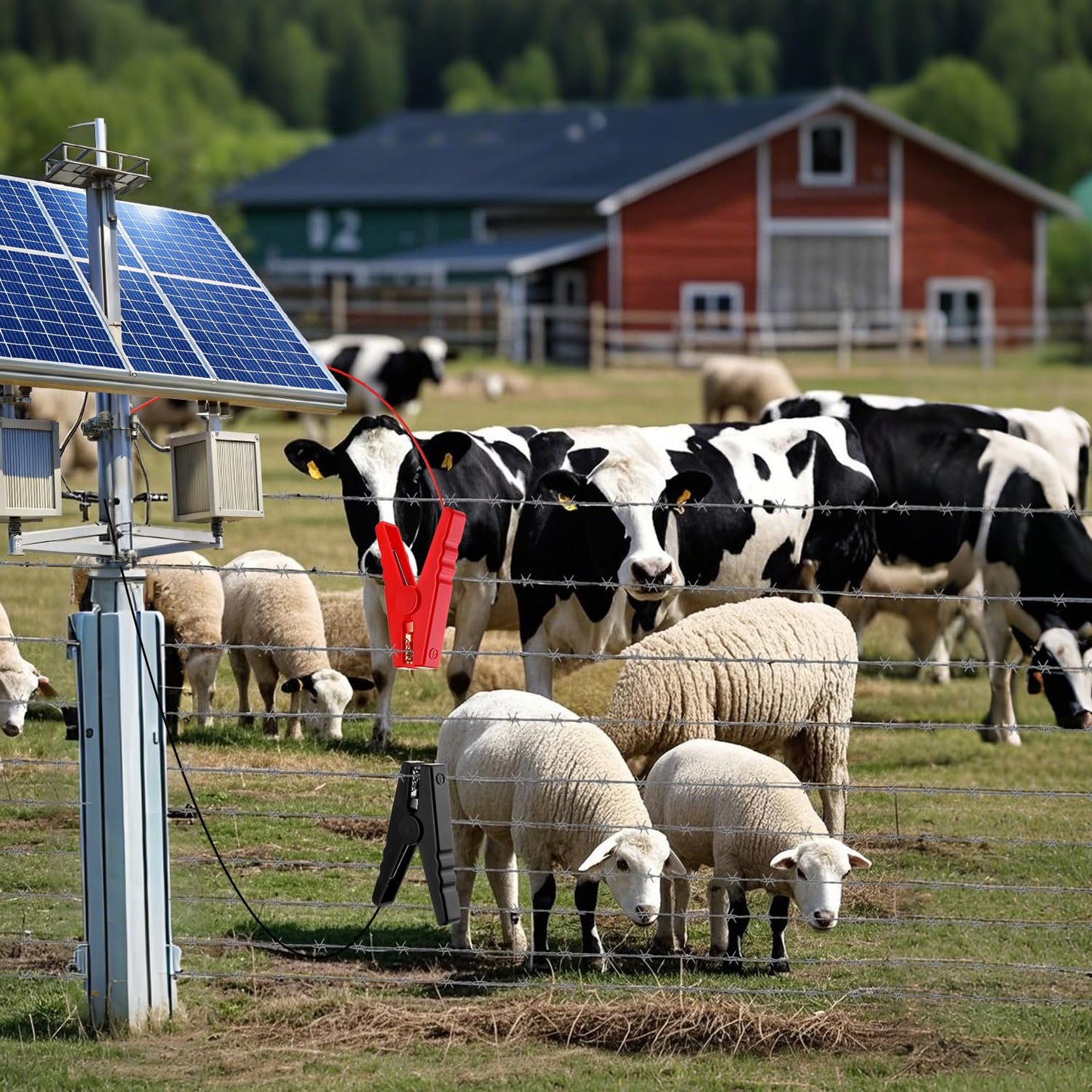 6.6 FT Electric Fence Wire Connect Solar Electric Fence Charger and Fencing System, Electric Fence Copper Wire with Alligator Clip for Electric Fence Energizer, Electric Fence Charger, Farm