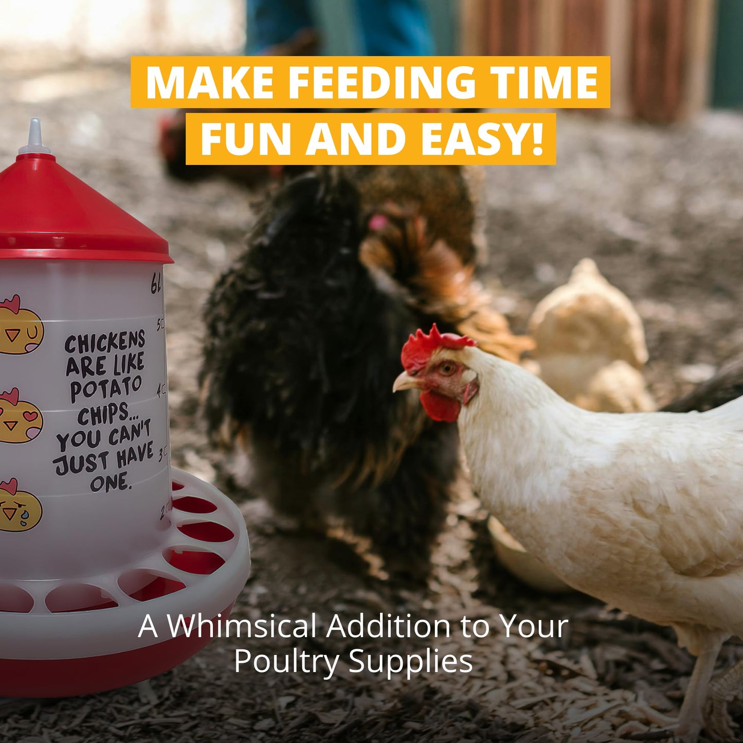 Stromberg's Chicken Emoji Poultry Feeder, 9 lb, Translucent Plastic, Easy Food Level Monitoring, Durable Design, Removable Lid, Fun Poultry Setup, Ground or Hanging Feeder