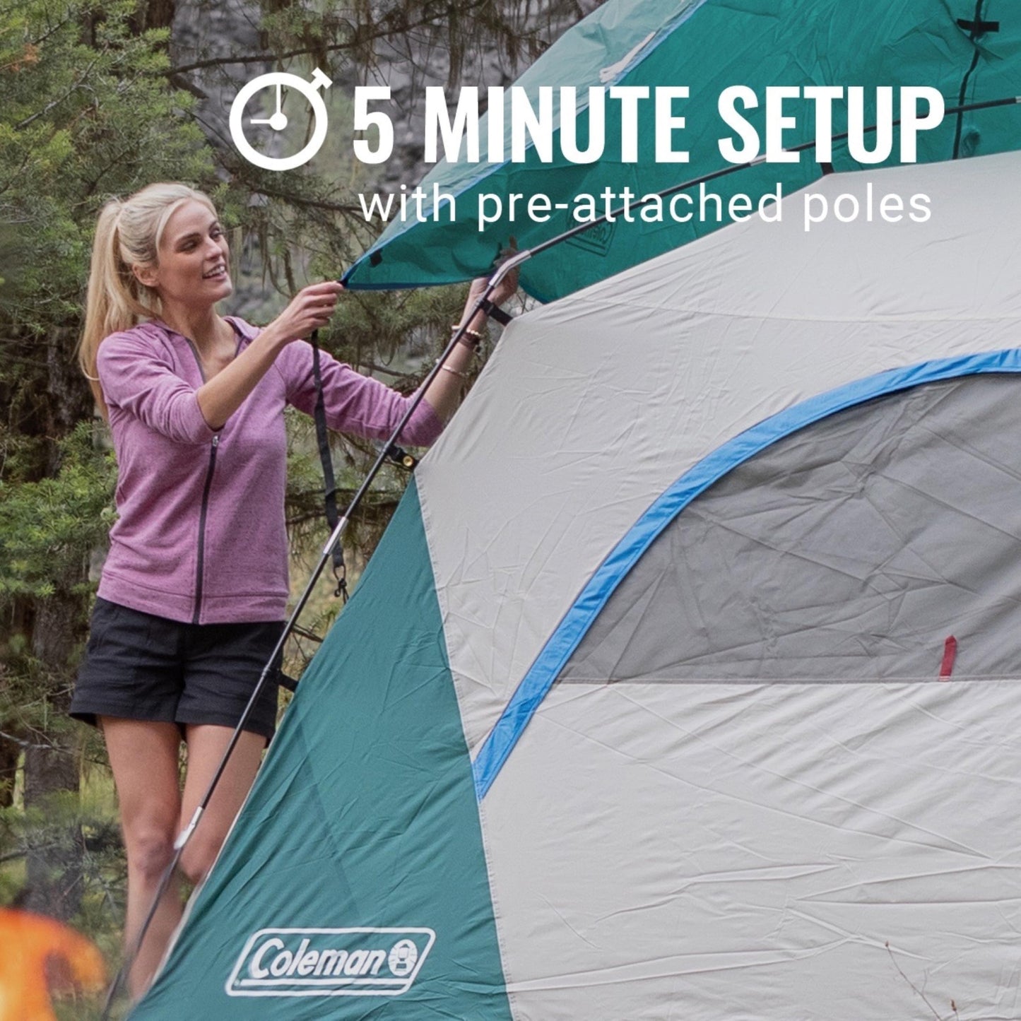Coleman Skydome Tent with 5 Minute Setup, 2/4/6/8 Person Weatherproof Tent with Rainfly & Carry Bag, 20% More Headroom Than Traditional Canopies