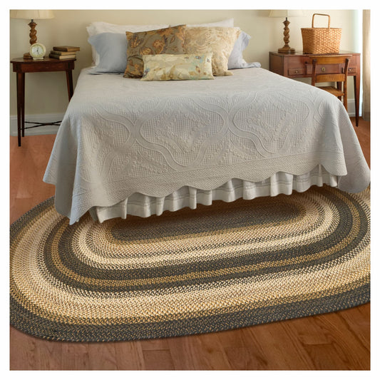 Homespice Kilimanjaro Premium Jute Braided Area Rug, 5' x 8' Oval Black and Brown, Reversible, Natural Jute Yarn Rustic, Country, Primitive, Farmhouse Style - 30 Day Risk Free Purchase