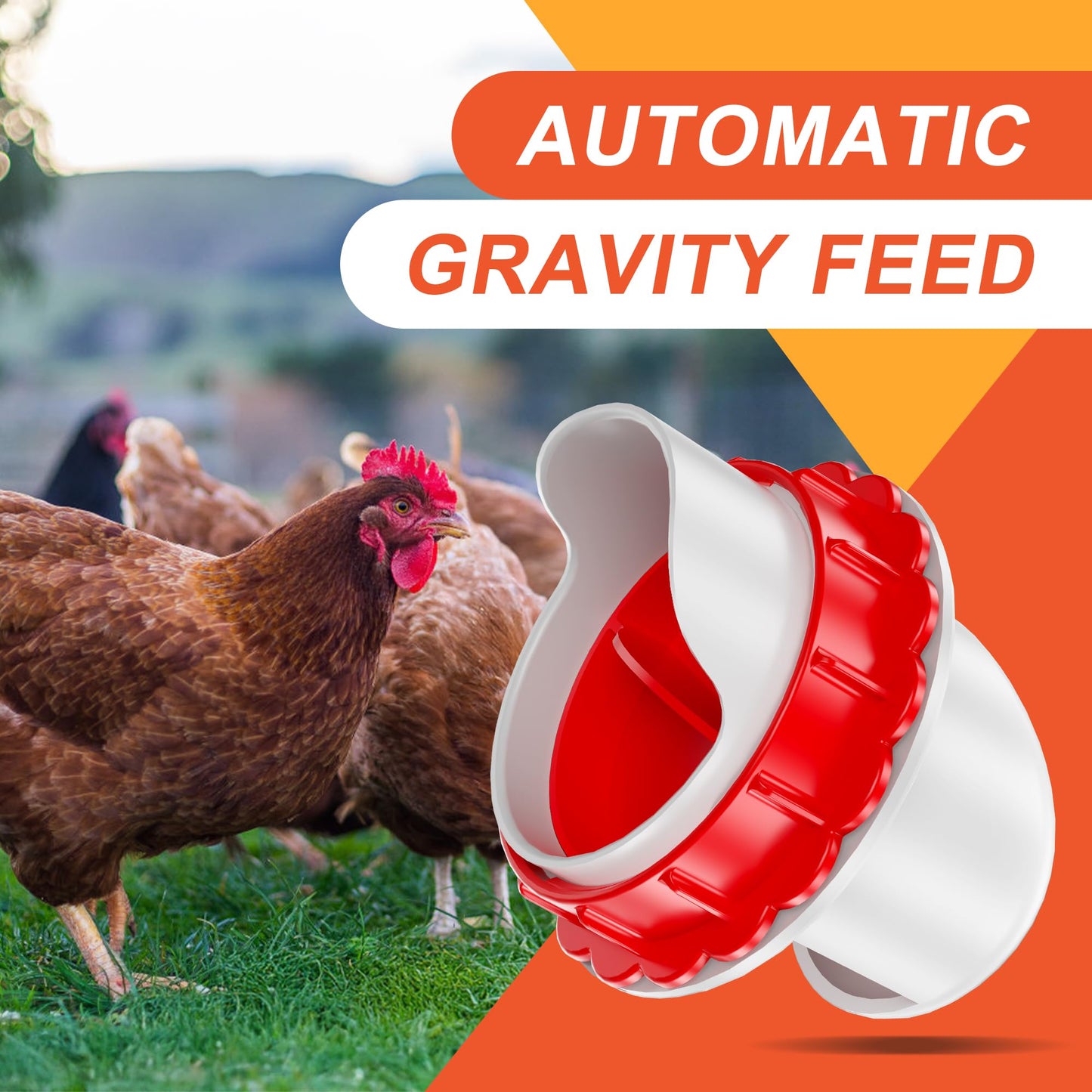 ZenxyHoC DIY Chicken Feeders No Waste, Poultry Feeder with Covers Gravity Feed Kit Ports 4-1 Hole Saw for Buckets Barrels Bins Troughs