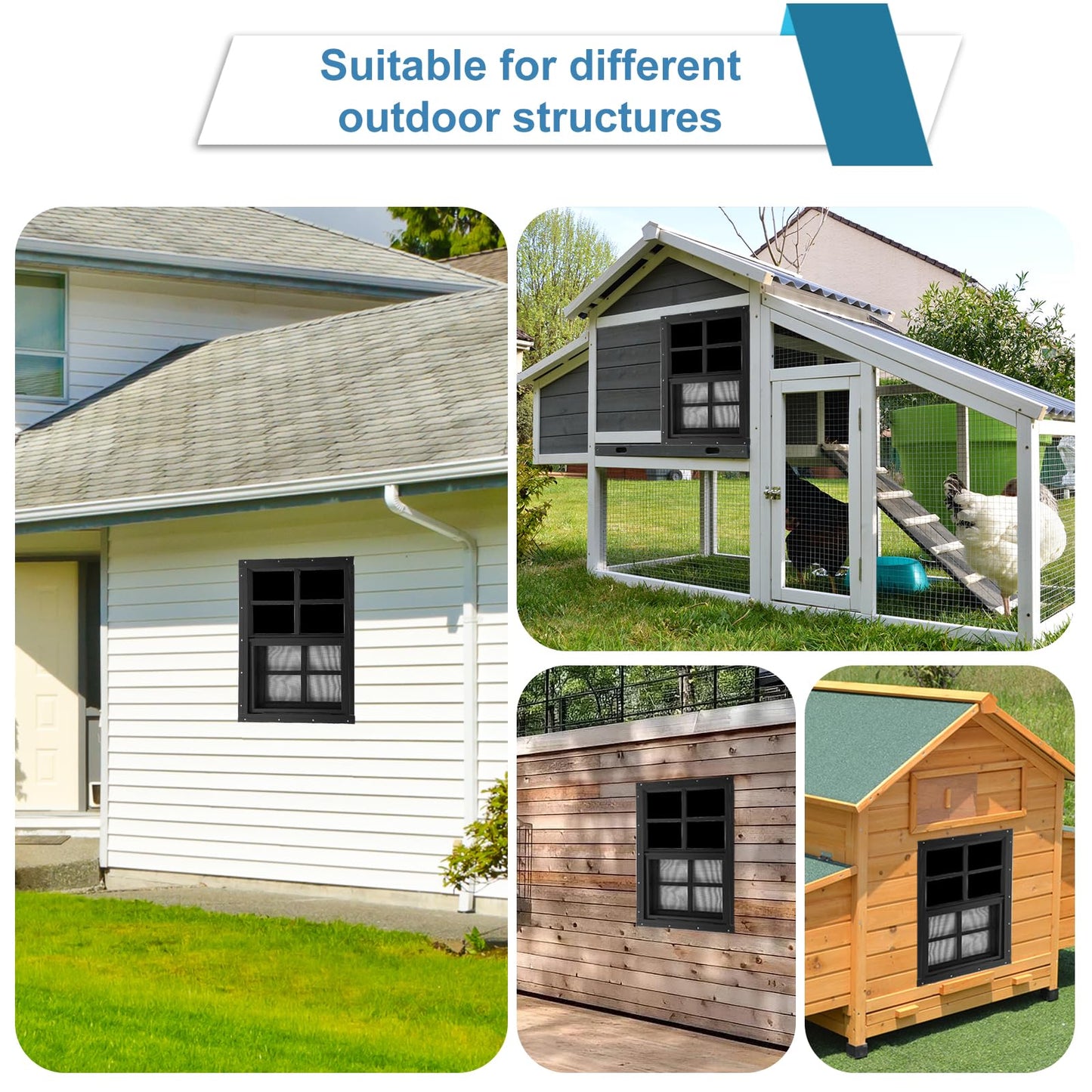 JONRIOX 18" W x 27" H Shed Window,Sliding Window, Aluminum Gray Flush Mount with Tempered Glass and Stainless Steel Screen, Playhouse Window, Chicken Coop Window, Household Window.(Gray 2 Pack)